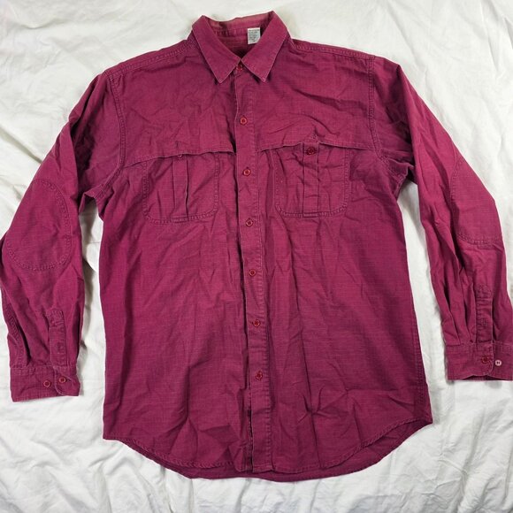 Cabelas Outdoor Gear Mens XL Tall Red Long Sleeve Button Front Shirt Casual - Picture 1 of 10